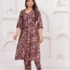 Wine Jam 2 Piece Kurta Set in Muslin Fabric  