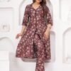 Wine Jam 2 Piece Kurta Set in Muslin Fabric  