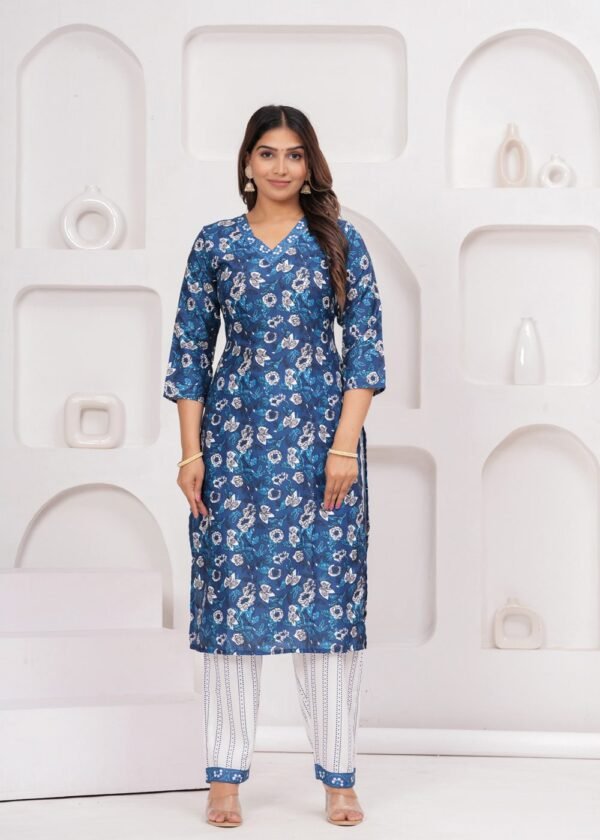 Blue Sapphire 3 Piece Suit Set in Poly Rayon Fabric  