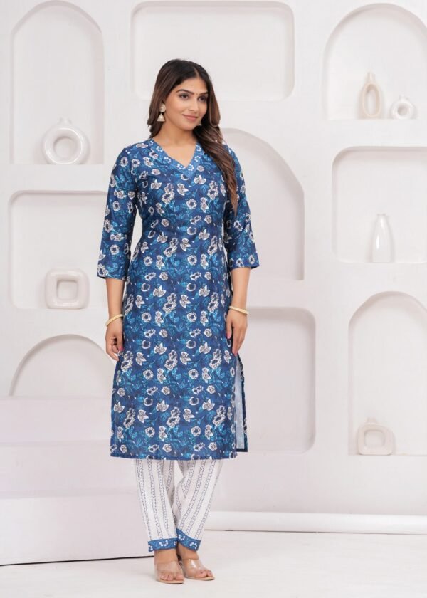 Blue Sapphire 3 Piece Suit Set in Poly Rayon Fabric  