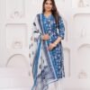 Blue Sapphire 3 Piece Suit Set in Poly Rayon Fabric  