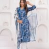 Blue Sapphire 3 Piece Suit Set in Poly Rayon Fabric  