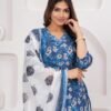 Blue Sapphire 3 Piece Suit Set in Poly Rayon Fabric  