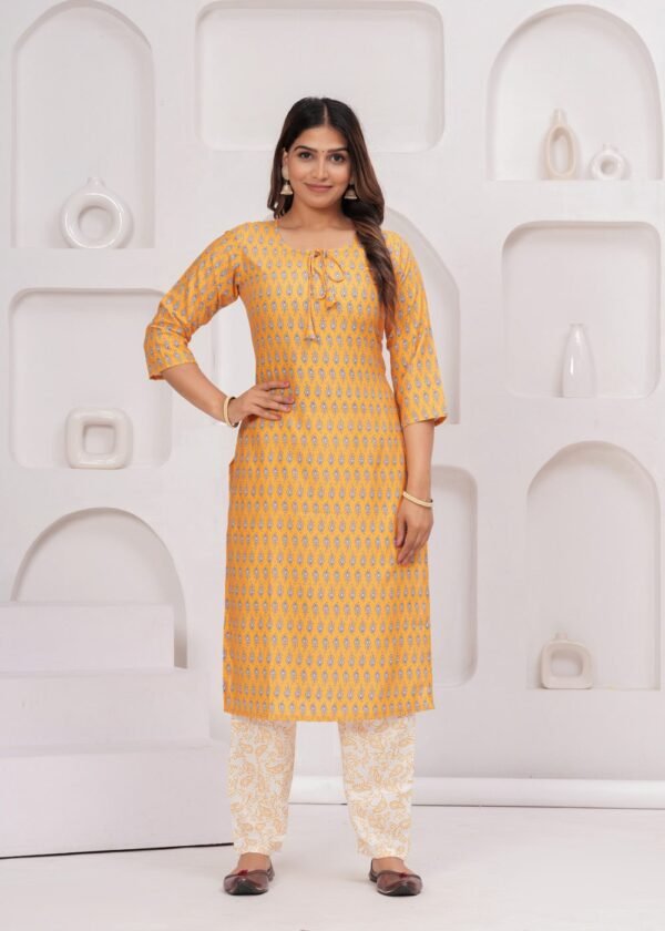 Quora Yellow 3 Piece Suit Set in Rayon Fabric  