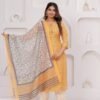 Quora Yellow 3 Piece Suit Set in Rayon Fabric  