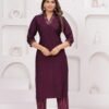 Muslin Wine Maroon 3 Piece  Women's Suit Set  