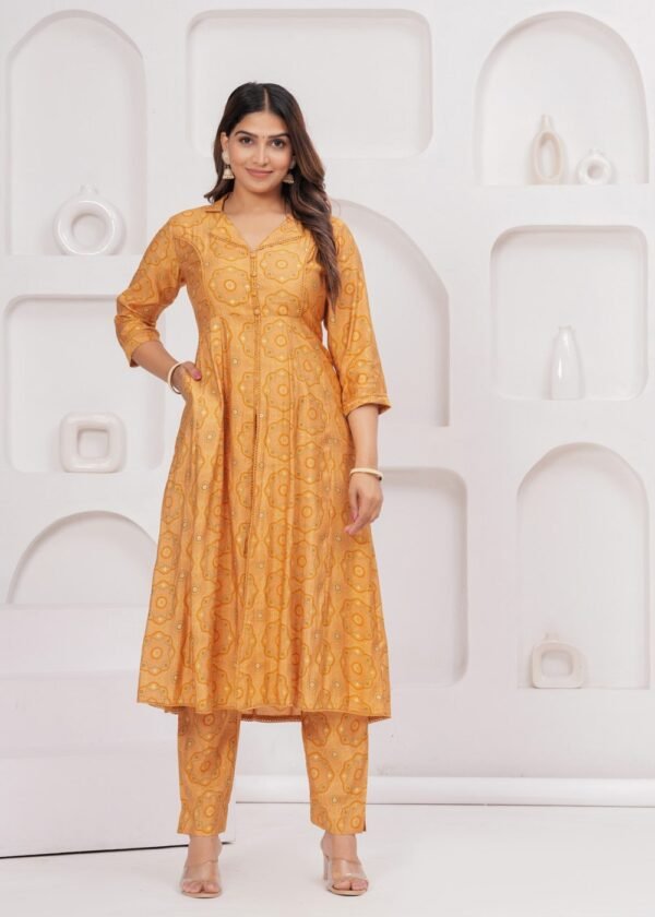 Gold Fish 2 Piece Kurta Set in Muslin Fabric  