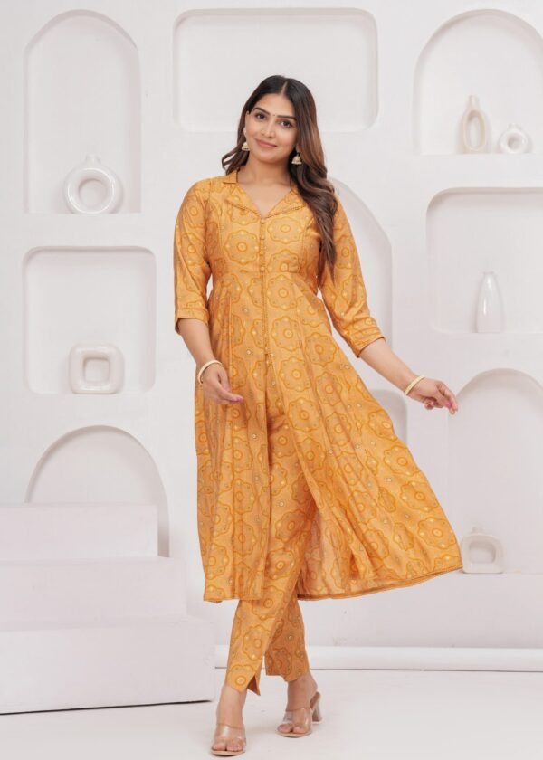 Gold Fish 2 Piece Kurta Set in Muslin Fabric  