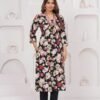 Muslin Digital Charcoal Black and Mix Floral Printed 2 Piece  Women's Kurta Set  