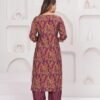 Muslin Berry Purple 3 Piece Suit Set in Leaf And Zigzag Print  