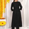 Black Trending  Anarkali 3 Piece SuitSet with Heavy Embroedery in Valvate Fabric  