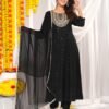 Black Trending  Anarkali 3 Piece SuitSet with Heavy Embroedery in Valvate Fabric  