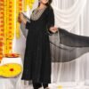 Black Trending  Anarkali 3 Piece SuitSet with Heavy Embroedery in Valvate Fabric  