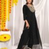 Black Trending  Anarkali 3 Piece SuitSet with Heavy Embroedery in Valvate Fabric  