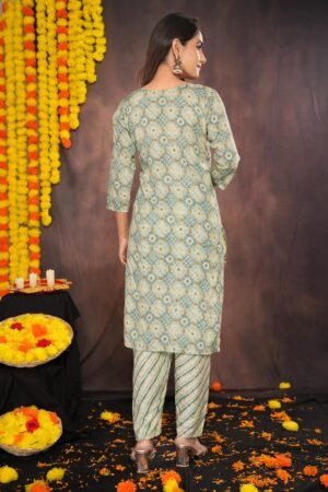 Geometric floral Printed Cotton Suit set