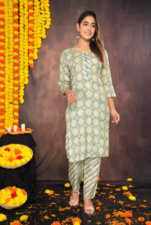 Geometric floral Printed Cotton Suit set  