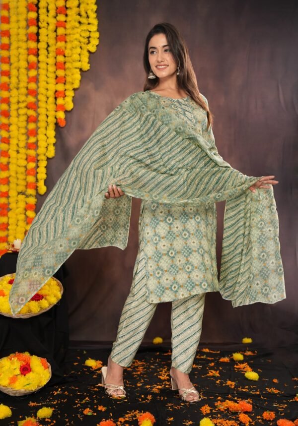 Geometric floral Printed Cotton Suit set  