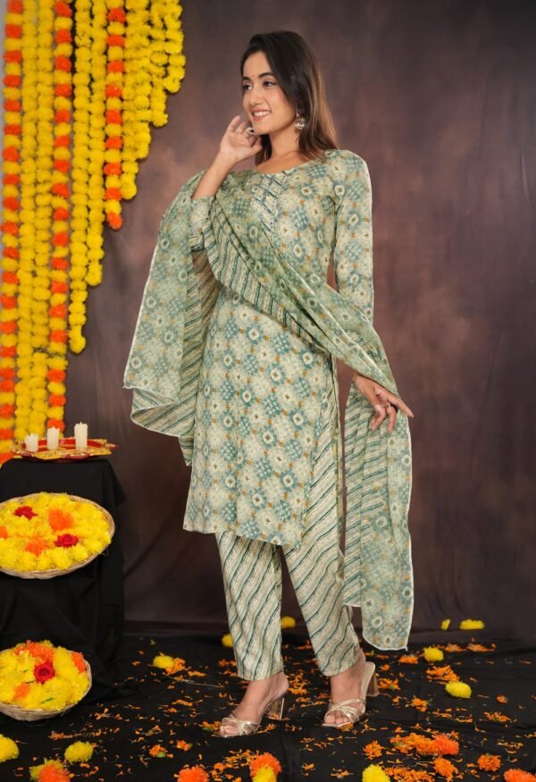 Geometric floral Printed Cotton Suit set  