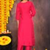 Pinkish Red Muslin Suit Set  