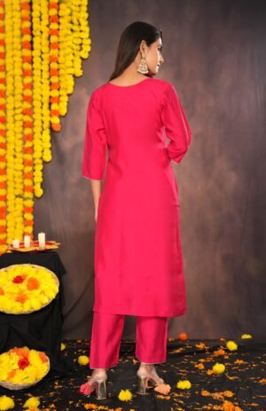 Pinkish Red Muslin Suit Set