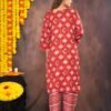 Valentine Red Bandhani Print Suit Sets  