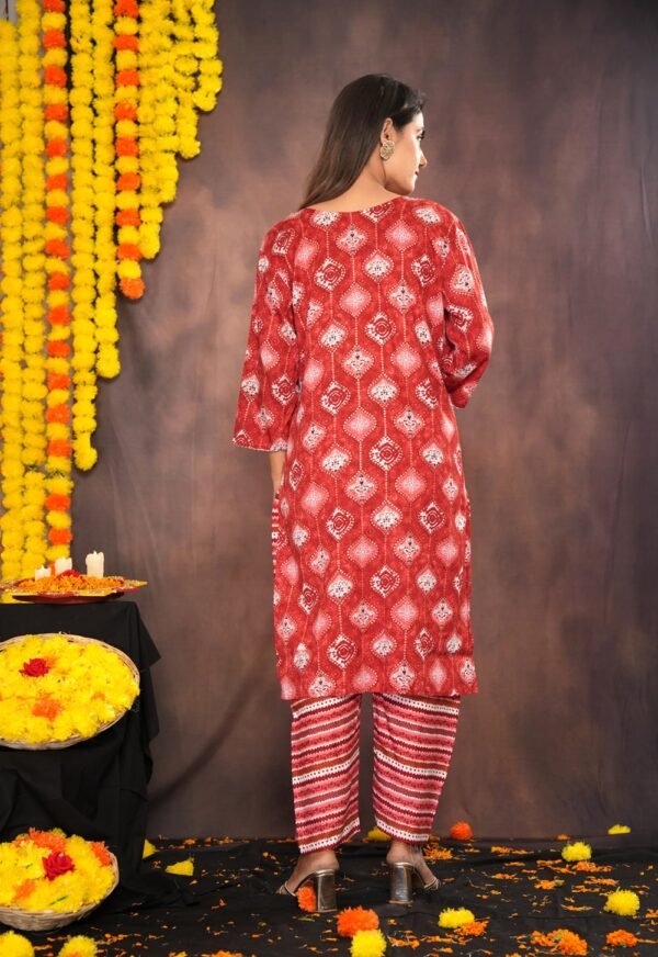 Valentine Red Bandhani Print Suit Sets  