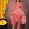 Valentine Red Bandhani Print Suit Sets  