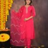 Pinkish Red Muslin Suit Set  