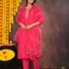 Pinkish Red Muslin Suit Set  