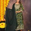 Dark Olive Green Anarkali Suit Set  