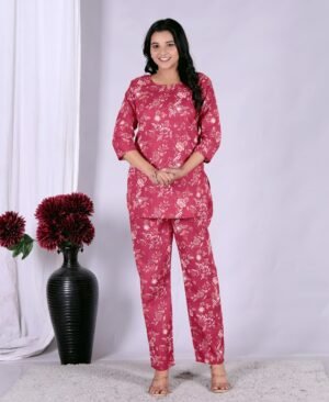 Faded Red leaves and flowers Cotton Cord Set