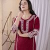 Maroon Rayon Chikankari Kurta Set  