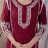 Maroon Rayon Chikankari Kurta Set  