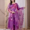 Warm Purple Organza Anarkali Suit  