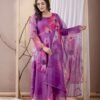 Warm Purple Organza Anarkali Suit  