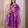 Warm Purple Organza Anarkali Suit  