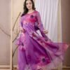 Warm Purple Organza Anarkali Suit  