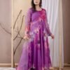 Warm Purple Organza Anarkali Suit  