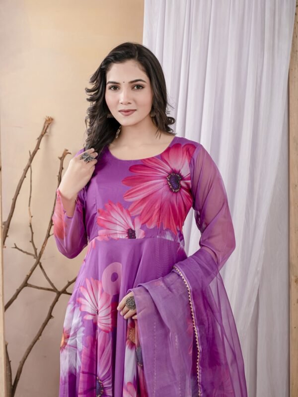 Warm Purple Organza Anarkali Suit  