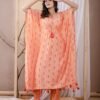 Peach Floral Print Kaftan Set  