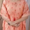 Peach Floral Print Kaftan Set  