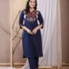 Indigo Blue Floral Embroidery Kurta Set  