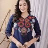 Indigo Blue Floral Embroidery Kurta Set  