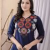 Indigo Blue Floral Embroidery Kurta Set  