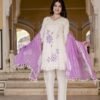 Cream Cotton Chikankari Anarkali Suit with Floral Embroidery Suit  