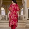 Cherry Floral Print Kaftan Kurta with Dhoti Pants  