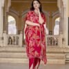 Cherry Floral Print Kaftan Kurta with Dhoti Pants  