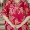 Cherry Floral Print Kaftan Kurta with Dhoti Pants  