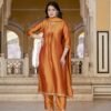 Pastel Orange Vichitra Anarkali Suit Set  