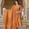 Pastel Orange Vichitra Anarkali Suit Set  